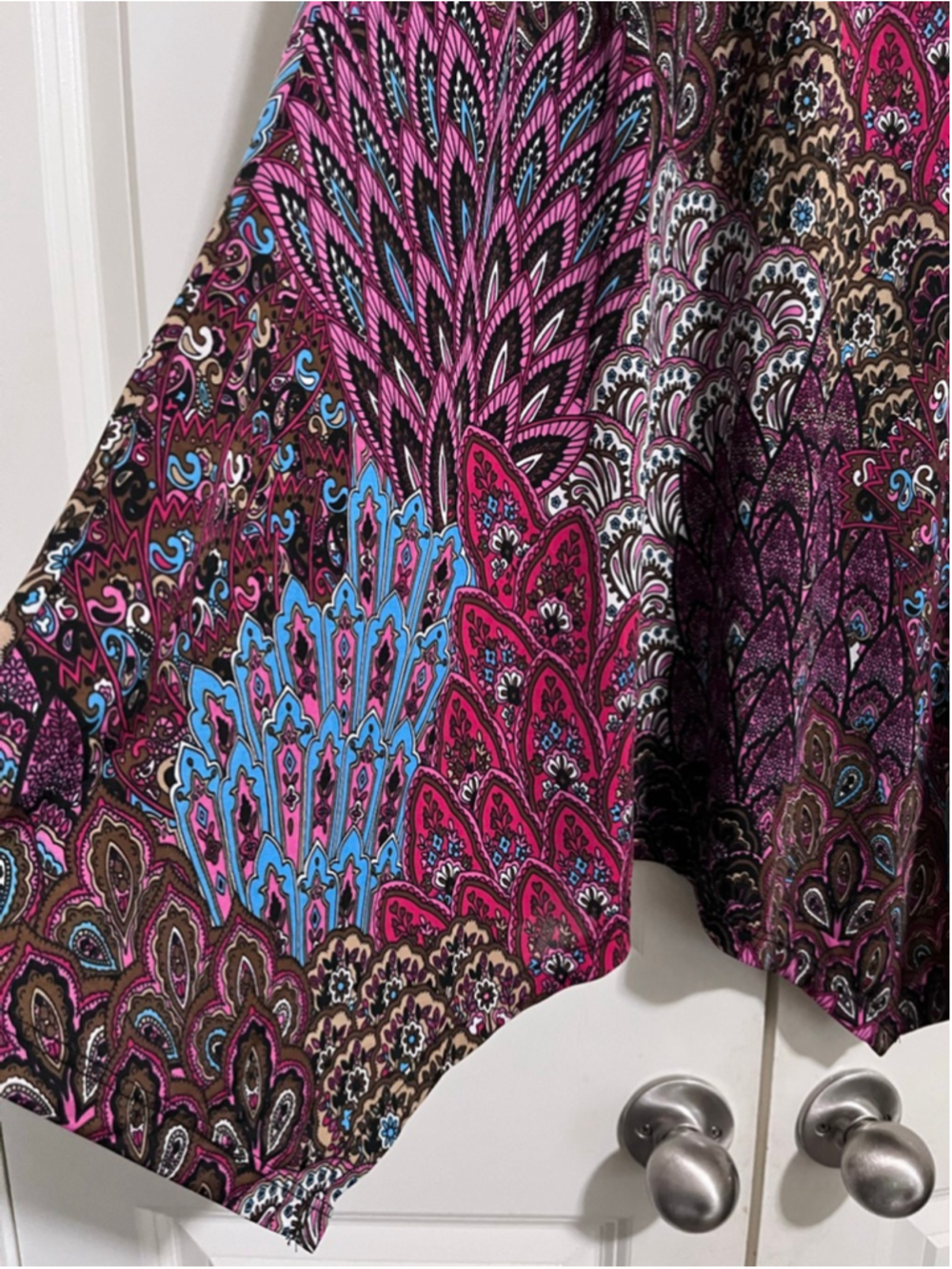 Women's Neesha Asymmetrical Dress M Pink Brown Paisley - Picture 7 of 9